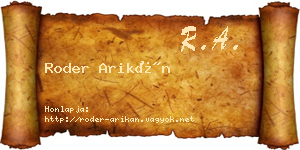 Roder Arikán névjegykártya